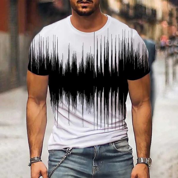 Camisetas para hombres Camiseta para hombres gráfico 3d o cuello rayas blancas blancas