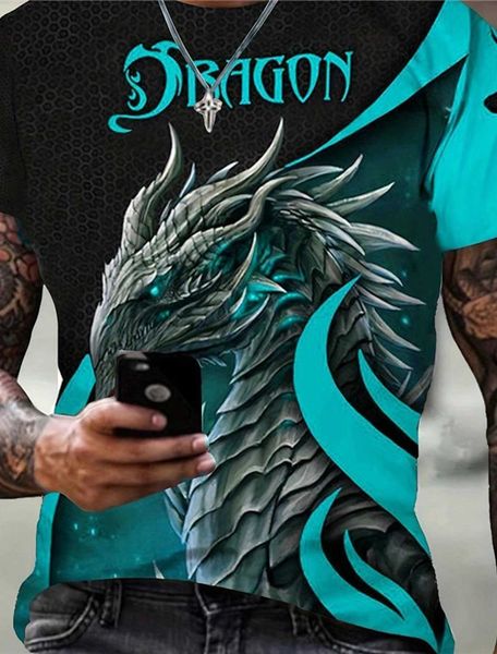 T-shirts pour hommes T-shirt Graphic Animal Dragon Pattern Vêtements 3D Imprimé extérieur quotidien Slve Fashion Designer Retro 2xs-6xlfashion T240506