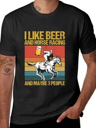 T-shirts masculins T-shirt pour hommes j'aime les courses de br et les chevaux et peut-être 3 personnes Tshirt drôle harajuku mode strtwear oversize mens marques t240506