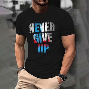 T-shirts T-shirts voor heren geven nooit 3D-geprinte casual korte mouwen oversized herenkleding Top Outdoor Street Clothingq240426