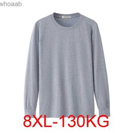 T-shirts pour hommes T-shirt pour hommes à manches longues hiver 7XL 8XL 134cm grande taille 5XL 6XL coton maison t-shirt 240130