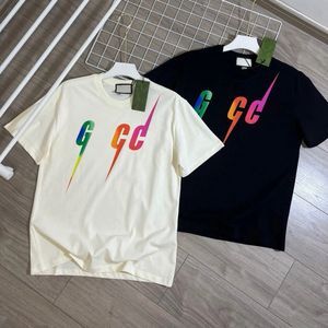 T-shirts masculins T-shirt T-shirt Luxury Brand Clothing Shirts Lightning Letter Coton Coton Coton Cortique Cortique Spring Summer Tide Womens Tees 001