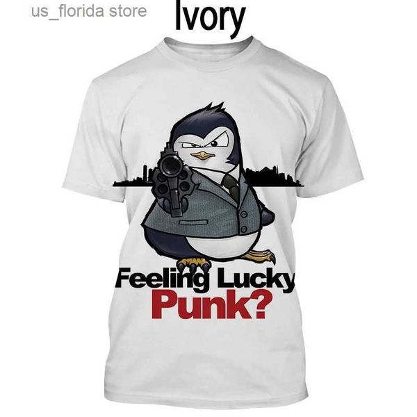 Camisetas para hombres Camiseta para hombre Nueva moda Crazy Animal Penguin Ts Verano Unisex Harajuku Estilo Strt Tops 3D Anime Imprimir Ropa de gran tamaño Y240321