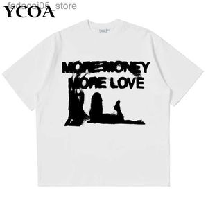T-shirts pour hommes T-shirt surdimensionné en coton surdimensionné Y2K Street Clothing hip-hop coréen harajuku rétro graphique à manches courtes à manches courtes esthétique Q240425