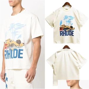 T-shirts pour hommes T-shirt pour hommes Rhude Designer T-shirts en pur coton Street Fashion Casual Couple Matching Short Sleeves S-Xl Drop Delivery App Dhovs