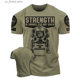 T-shirts voor heren Heren T-shirt Strength Earned Workout 3D-print T-shirts Grappig Gym Kort Slves Muscle Man Stoere man Oversized Herenkleding Tops Y240314