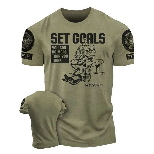 T-shirts masculins pour hommes T-shirt Force Worined Workout Gy 3d Imprimé T-shirts Funny Short Slves Muscle Man dur