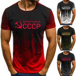 Heren T-shirts Heren T-shirt Zomer CCCP Russische T-shirts Mannen USSR Sovjet-Unie Man Korte mouw T-shirt Moskou Mens Tees O Neck Tops S-6XL 230619