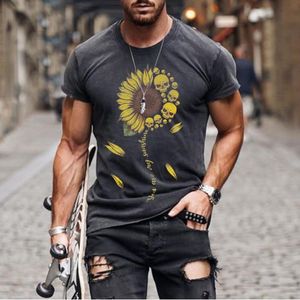 Heren T-shirts Heren T-shirt Zomer Korte mouw Zonnebloem Doodskop Print Grafische T-shirts Gym Fitness T-shirts Sportkleding Dagelijks Casual Basic T-shirts