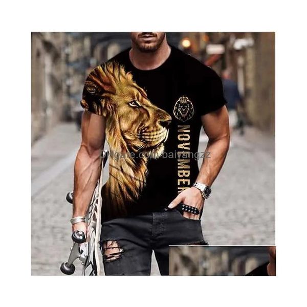 T-shirts pour hommes T-shirt pour hommes T-shirt graphique animal ras du cou vert bleu violet jaune marron impression 3D grande taille décontracté quotidien court Dhnt7