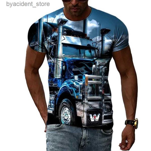 T-shirts pour hommes T-shirt pour hommes Impression de camion 3D Casual Street Hip-Hop T-shirt à manches courtes Été Mode Homme Vêtements Cool Tops surdimensionnés Tee L240304
