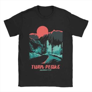 T-shirts heren heren t-shirt Twin Peaks National Park Kleur Welcome Poster Katoen Korte mouwen Ronde Nek Zomerkleding Q240515