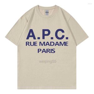 T-shirts masculins T-shirts 2023 T-shirts / femmes de mode d'été T-shirts surdimensionnés APC Imprimé hip hop Hop Classe de chemises à manches courtes Streetwear Topwear