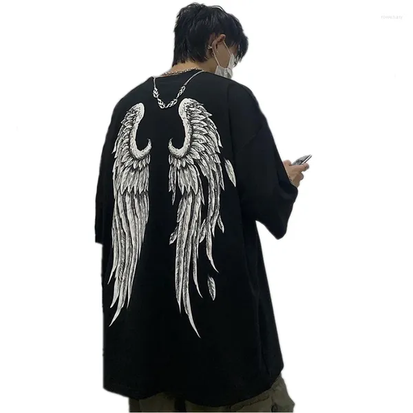 T-shirts pour hommes T-shirts pour hommes 2023 Arrivée d'été Hommes Gothic Tshirt Devil Wing Imprimé Nouveauté Chemise Quotidienne Casual Tee Hip Hop Streetwear X5DW