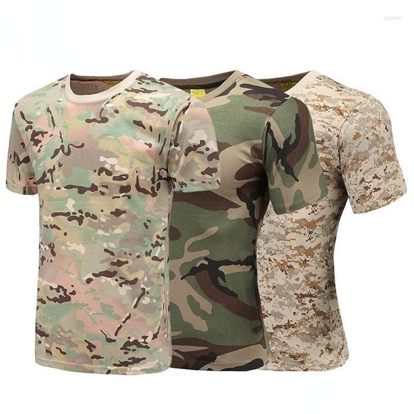 T-shirts masculins T-shirts Camouflage Shirt Shirt Short Classement Tactical Vetement Homme T-shirt Military T-shirt Army Green Top Dh9ky