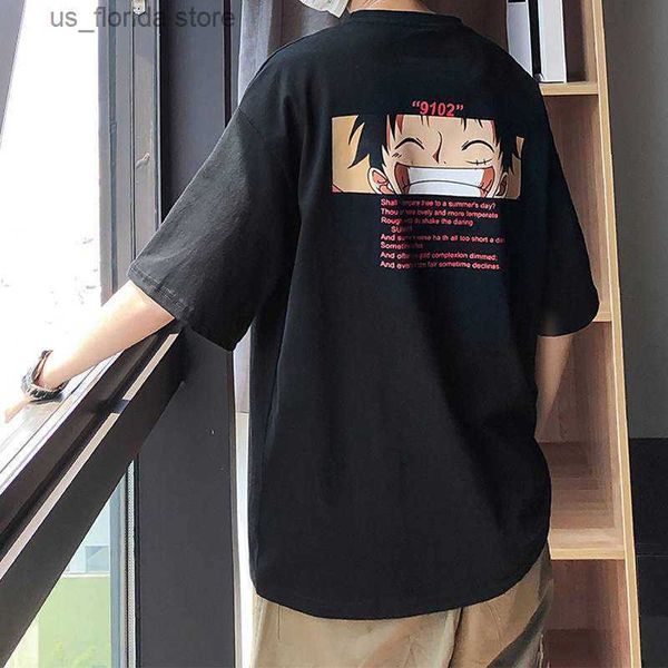 T-shirts pour hommes T-shirts pour hommes Cool T-shirt Casual One Piece T-shirt Garçons Anime Summer Top Ts 2023 Half Slve Luffy Tshirt Strtwear Funny Male Casual Ts G230309 Y240402