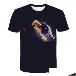 Heren T-shirts Heren T-shirts Eagle Shirt Mannen Zomer Toevallig Korte Mouw Ronde Hals Hawk 3D Gedrukt Street chic T-shirt Cool Zwart Top Dhcei