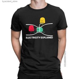 T-shirts voor heren T-shirts voor heren Elektriciteit uitgelegd Natuurkunde Humoristisch Katoenen T-shirt Klassiek T-shirt met korte mouwen Ohms-wet Ronde hals Tops L240304