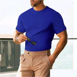 Heren t-shirts heren t shirts mode mode gemonteerd korte mouw tee voor mannen casual zomer o-neck plover shirt kleding 2023 gestreepte print man dhqe6