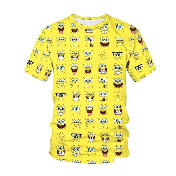 Camisetas para hombres Camisetas para hombre Camiseta divertida de Bob amarillo Esponja Impresión familiar Ropa deportiva 3D Dibujos animados Uni Sudadera con capucha Cutmens Drop Entrega Ap Dha6K