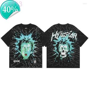 T-shirts pour hommes T-shirts pour hommes Hellstar Shirt Electric Kid Tee-shirt à manches courtes lavé Do Old Black Hell Star Tshirt Hommes Femmes Vêtements T49A