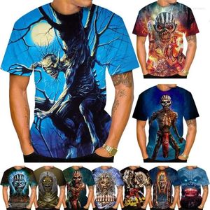 T-shirts voor heren T-shirts voor heren Living Dead 3D-printen T-shirt Rockmuziek Ronde hals Korte mouw Heavy Metal Mode Casual Unisex Tops