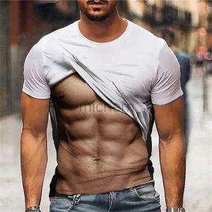 T-shirts pour hommes T-shirts pour hommes Vêtements faux muscles 3D Printing T-shirts drôles Tops d'été manches courtes à la mode