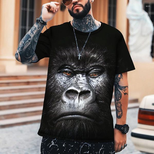 Camisetas para hombre Camisetas para hombre Orangután Humor divertido Patrón frío Impreso en 3D Leica Poliéster Camiseta para mujer Manga corta Top Marca Tallas grandes