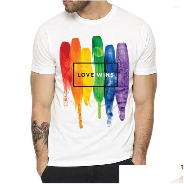 Camisetas para hombres Camisetas para hombre Orgullo Lgbt Gay Amor Lesbiana Arco iris Diseño Imprimir para hombre y mujer Verano Casual es camiseta Uni Ropa Dhmtp