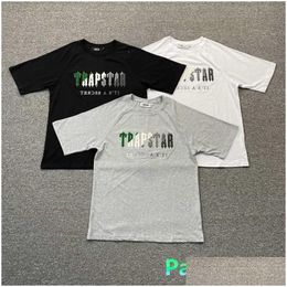 Heren T-shirts Heren T-shirts Lente Zomer Trapstar Tshirt Heren Dames Groen Wit Handdoekborduurwerk Shirt met korte mouwen Set Veelzijdig Com Dho68