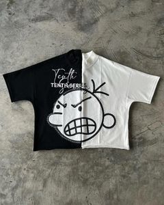 T-shirts masculins T-shirts Strtwear Shirt Y2k Harajuku Hip Hop Lettre de bande dessinée graphique Tshirt surdimension