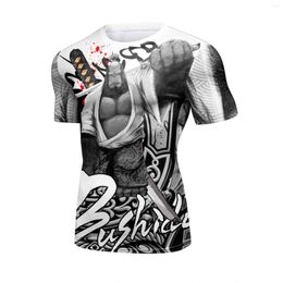 T-shirts pour hommes T-shirts pour hommes Sublimation Hommes Graphique Été Imprimer Manches courtes Musculaire pour Grappling Boxe Vêtements d'entraînement MMA BJJ Rashguard
