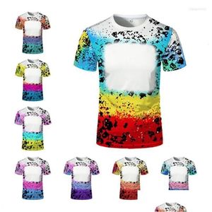 Camisetas para hombre Camisetas para hombre Verano Sublimación En blanco Uni Adt Niños Poliéster Bleach Camiseta Cuello redondo Manga corta Para Custom Po Pri Dhtyg