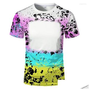 T-shirts masculins T-shirts Summer Sublimation Blank Uni Adt Kids Polyester Bleach Tshirt Round Neck Colon