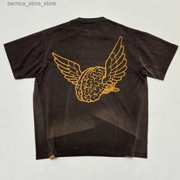 T-shirts hommes T-shirts pour hommes Top qualité GD Big Flying Brain Tee mâle femelle délavé t-shirt surdimensionné vintage t-shirt hommes Q240304