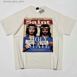 T-shirts pour hommes T-shirts pour hommes de qualité supérieure Saint Tears 22aw Holy State Tee Vintage lavé surdimensionné coton t-shirt hommes Q240304