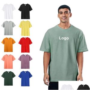 Camisetas para hombres Camisetas para hombre 100% algodón peinado en blanco Camiseta de gran tamaño Gráfico Grande y alto Impresión personalizada High Street Hip Hop Paño ancho Dhueg