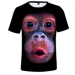 T-shirts voor heren Zomermode O-hals met korte mouwen Dieren T-shirt Unisex Aap/leeuw 3D-bedrukt Grappige t-shirt Homme Fitness Teemqs7k