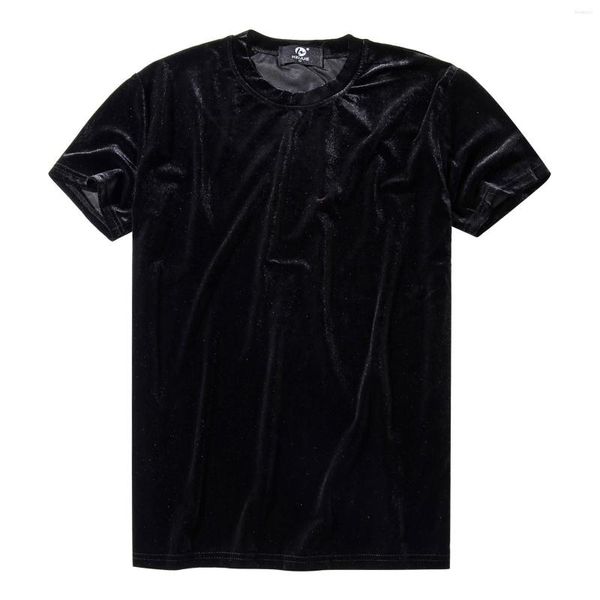 T-shirts pour hommes Mens Velvet Velour Fashion Hip Hop Slim Simple Short Sleeves Shirks For Men