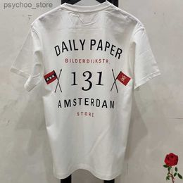 T-shirts voor heren Heren Dames Amerikaans Vintage Street chic DAILY PAPER T-shirts Letter Print Ronde hals Tops Dagelijks papier Kleding Q240130