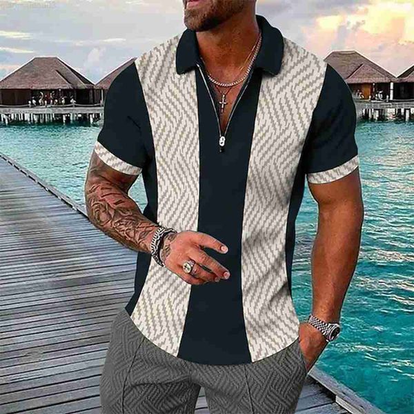 Camisetas para hombre Cremallera para hombre Cuello en V Cuello vuelto Camiseta ajustada Verano Casual Manga corta Golf Formal Cómodo Tops Ropa de alta calidad L230720