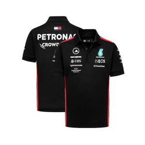 T-shirts pour hommes Mercedes-aaggmm Petronas F1 Team 2023 Polo T-shirts Lewis Hamilton Valtteri Bottas Formule 1 Vêtements de fan de voiture