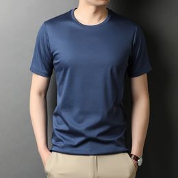 Camisetas para hombres Camiseta de manga corta de algodón mercerizado Hombres Marca de alta calidad Verano Casual Cuello redondo Tops Slim Fit Color Sólido Camisetas básicas 230508