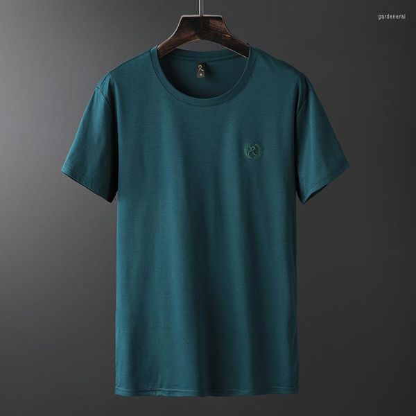 Camisetas para hombres Algodón de algodón de algodón de algodón corto hombres Summer o cuello seda bordado de estilo coreano Camisa fresca ropa para hombres 2023