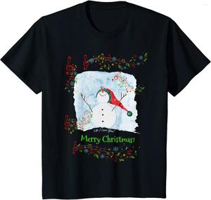 Heren t-shirts Merry Christmas Musical Happy Snowman Winter en T-shirt