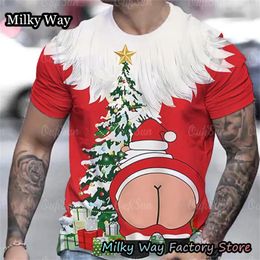 T-shirts pour hommes Joyeux Noël T-shirt pour hommes Été Casual Tops Tees Mode masculine Vêtements à manches courtes Mignon Père Noël Imprimer Streetwear