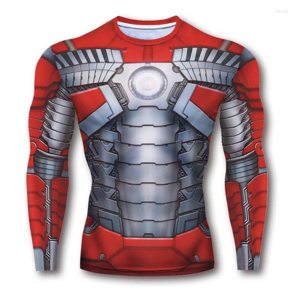 Camisetas de hombre Metal Iron Armor G YM Wear Camiseta de compresión Medias delgadas de manga larga Ropa deportiva Ropa de fitness de secado rápido Transpirable