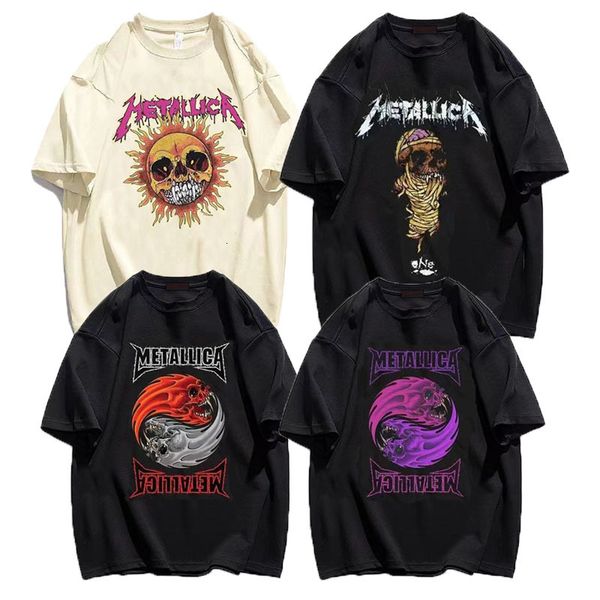 Camisetas para hombres Metal Rock Band Camisetas para hombre Gráfico Vintage Algodón de gran tamaño Hip Hop Streetwear Heavy Music Tees Punk Y2k Mangas cortas 230412