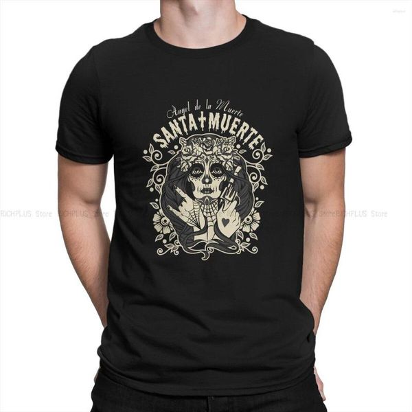 T-shirts pour hommes Crâne mexicain Santa Muerte Man TShirt Sugar Calavera Angel De La Classic Distinctive Polyester Shirt Graphic Hipster