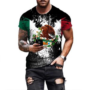 T-shirts voor heren Mexico Eagle Patroon T-shirt voor mannen Fashion 3D Printing O-Neck TS Hip Hop Harajuku Short Slve T-Shirt Oversized Casual Tops T240505